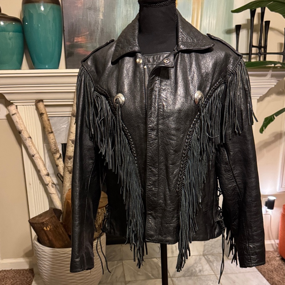 Harley-Davidson Black Leather Jacket with Fringe